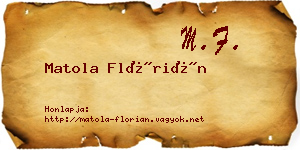 Matola Flórián névjegykártya